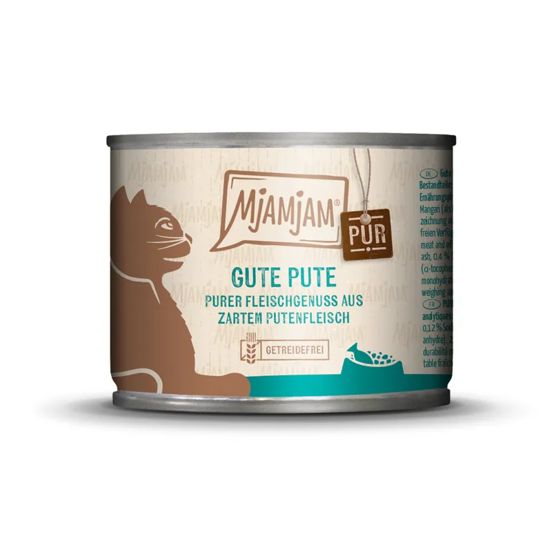 Rabatt Sparpaket 24 x 200 g Mjamjam Gute Pute purer Fleischgenuss aus zartem Putenfleisch Katzen Nassfutter